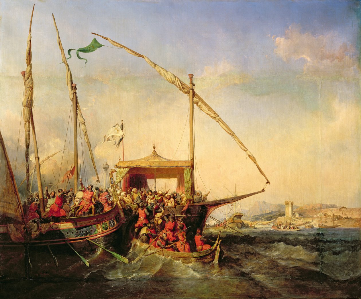 Sjøslaget ved Imbre i 1346, 1842 av Eugene Modeste Edmond Lepoittevin