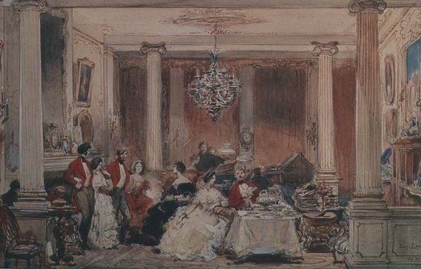 Interiør i Colworth House, Bedfordshire av Eugene Louis Lami
