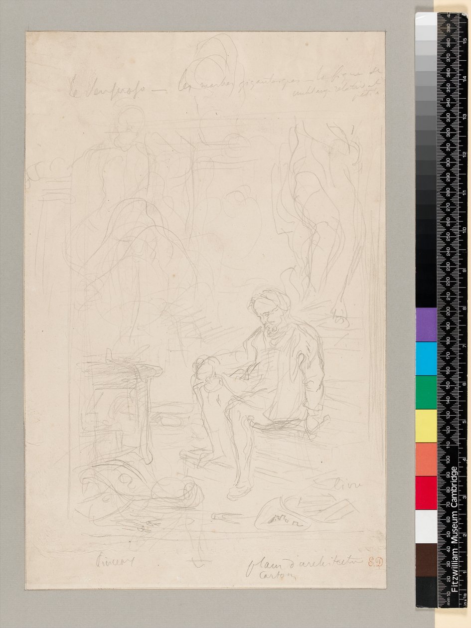 Studier for 'Michelangelo in his studio' av Eugene  Delacroix