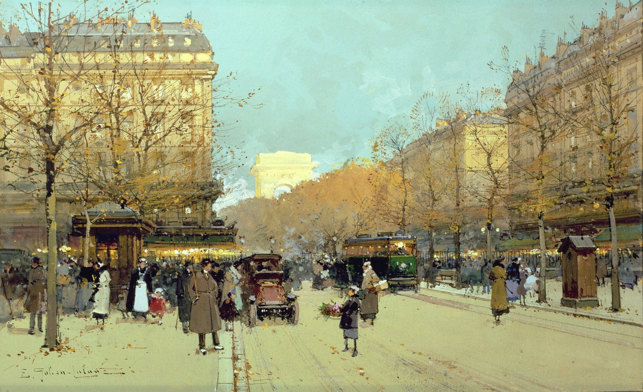 Boulevard Haussmann, i Paris (gouache på papir) av Eugene Galien Laloue