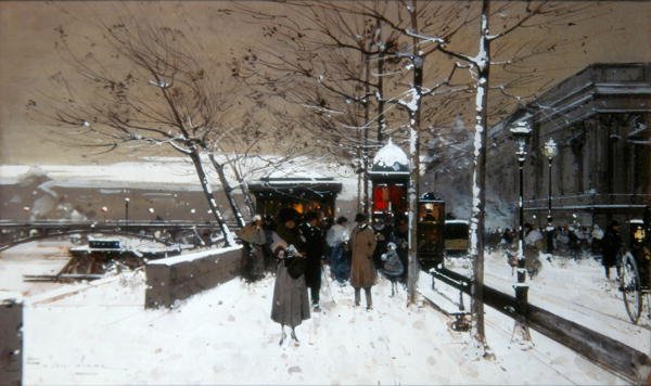 Seine kai av Eugene Galien Laloue