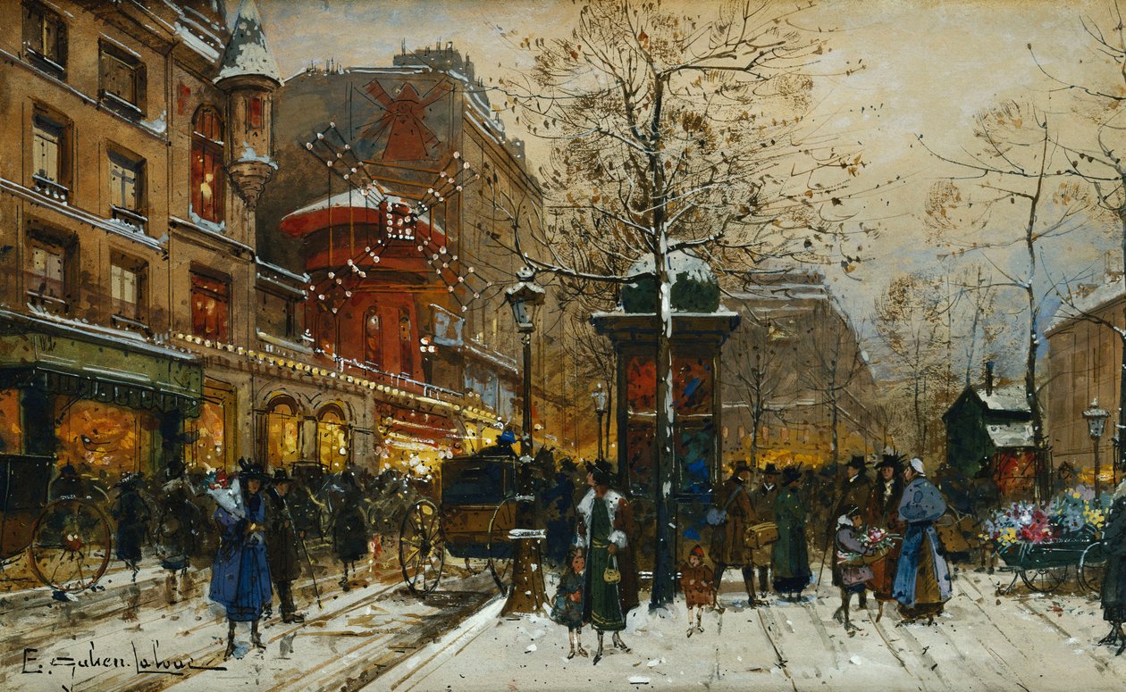 Moulin Rouge, Paris av Eugene Galien Laloue