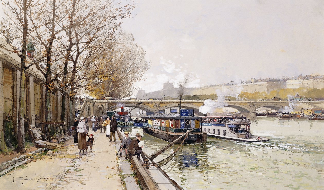 Lektere på Seinen av Eugene Galien Laloue