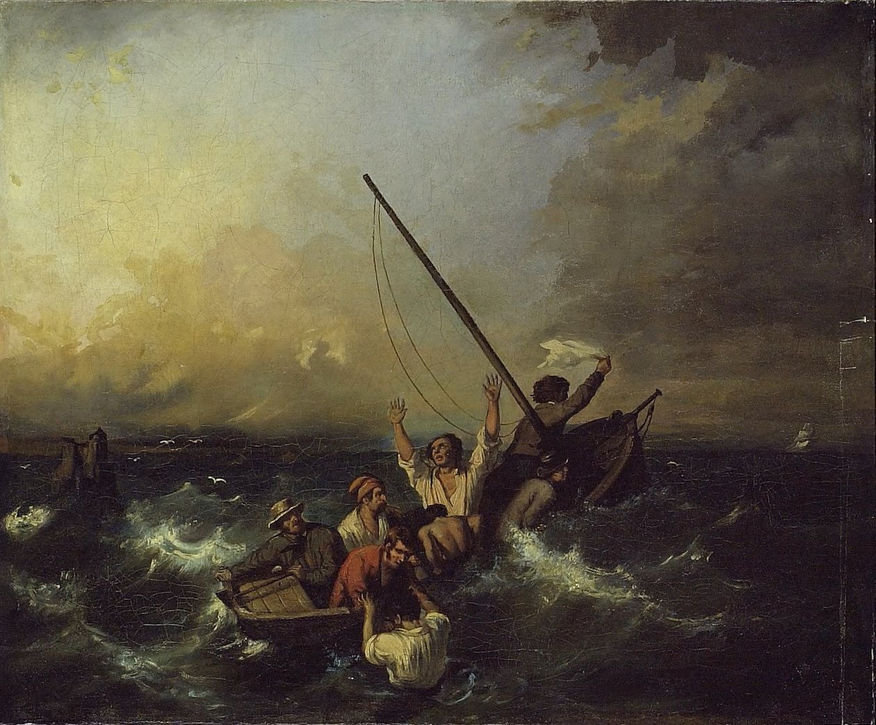 Skipsvrak (olje på lerret) av Eugene (after) Isabey