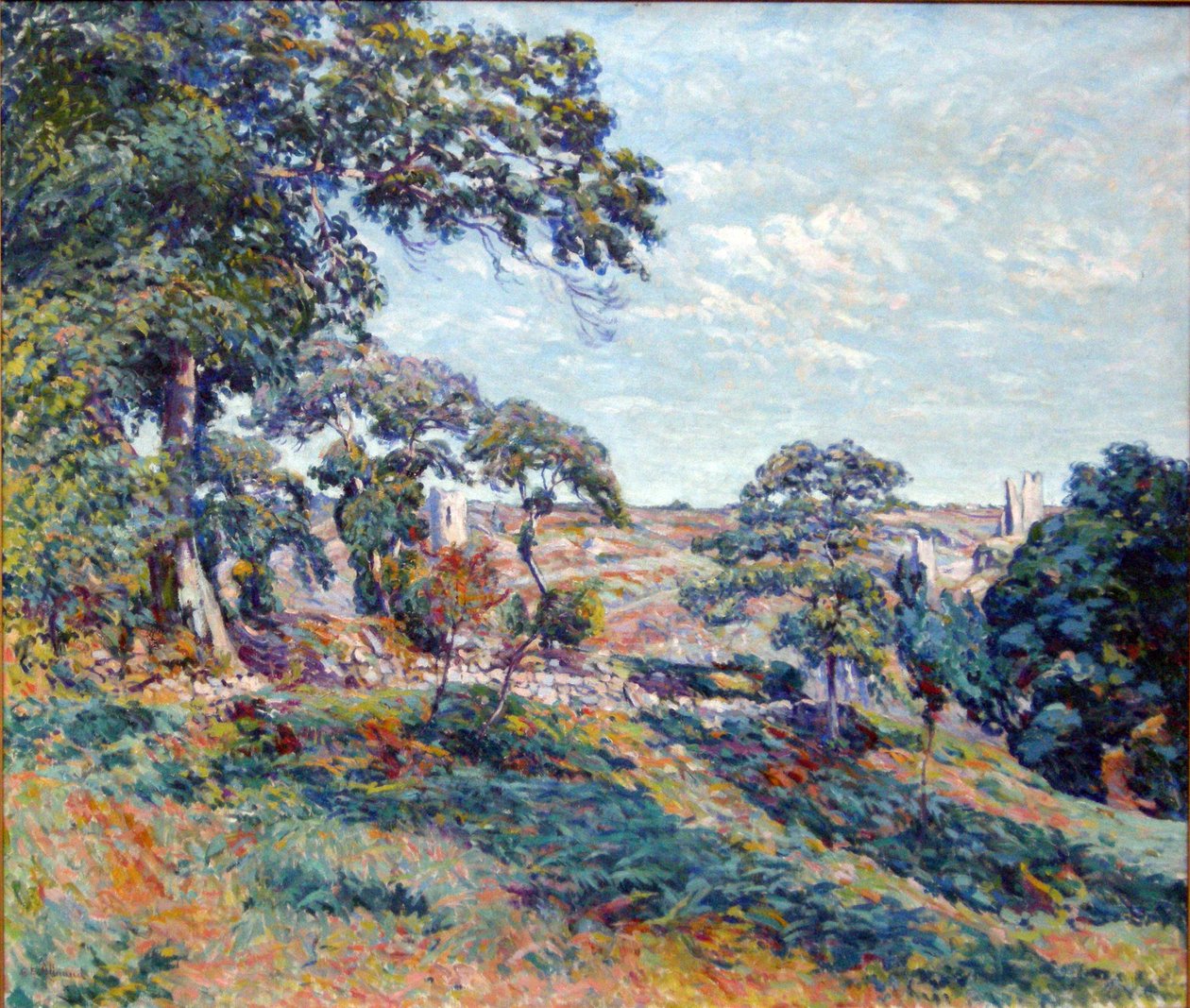 Utsikt over Corzant, Creuse, ca. 1910 (olje på lerret) av Eugene Alluaud