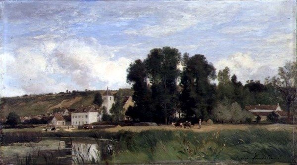 På bredden av Seinen ved Levy av Eugene Antoine Samuel Lavieille