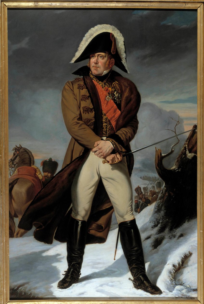 Portrait en pied av Michel Ney (1769-1815), hertug av Elchingen, prins av Moscova (Moscowa), Marechal of France Maleri av Eugene Battaille (1817-1875). 1800-tallet. Dim. 2,15 x 1,4 m. - Portrett i full lengde av Michel Ney (1769-1815), hertugen av Elchinge av Eugene Battaille
