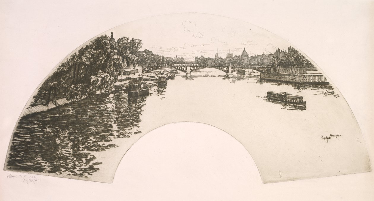 Fan, Seinen sett fra Pont Royal (Éventail, La Seine vue du Pont Royal) av Eugene Bejot