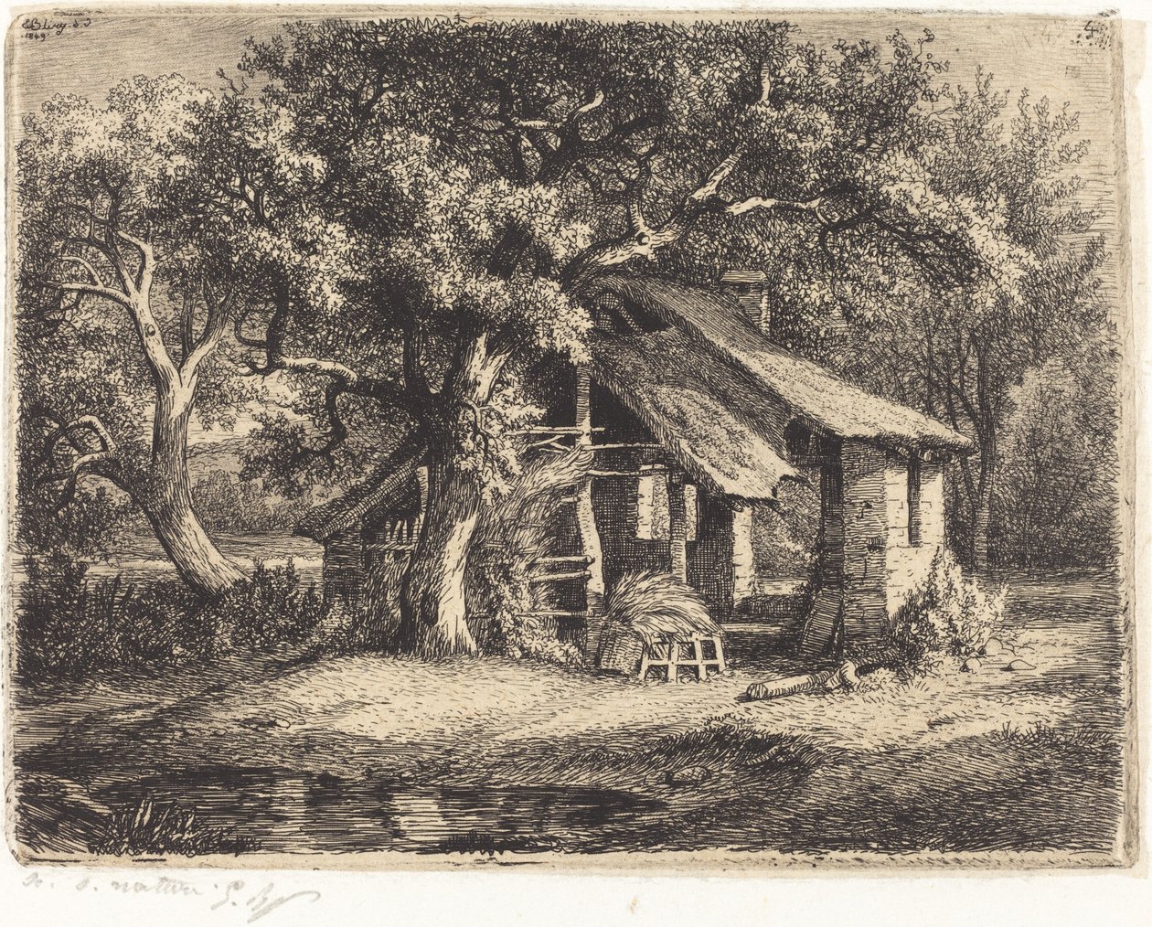 Hytte med pæretre, utgitt 1849. av Eugene Bléry