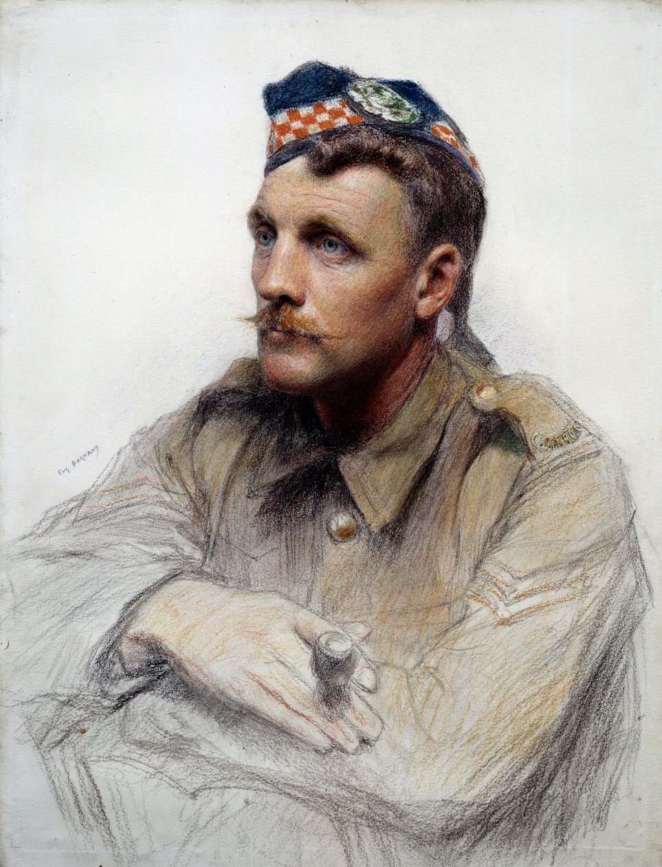 Første verdenskrig: "" Portrett av en skotsk soldat under den store krigen"" Tegning av Eugene Bornand (1850-1921) Paris fra det 20. århundre, Museum of the Legion d