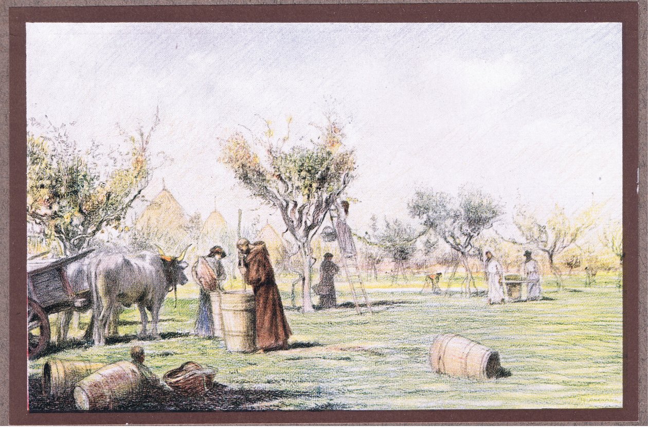 Friar Giles arbeider i vingården, 1919 av Eugene Burnand