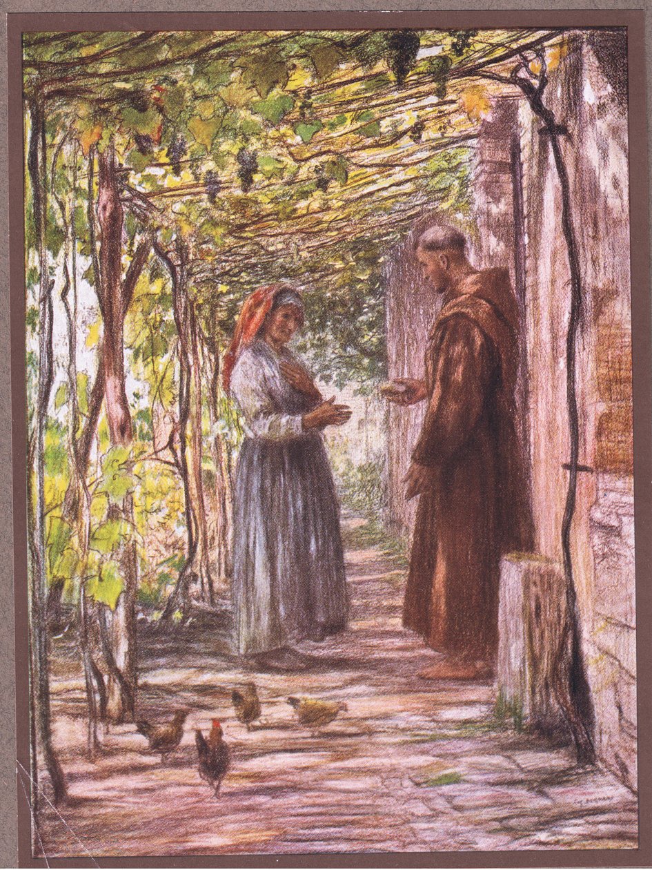 Friar Masseo blir utnevnt til dørvakt, 1919 av Eugene Burnand