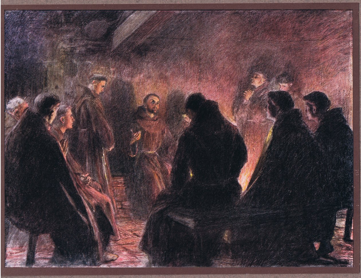 St Francis and the friars discourse of God, 1919 av Eugene Burnand
