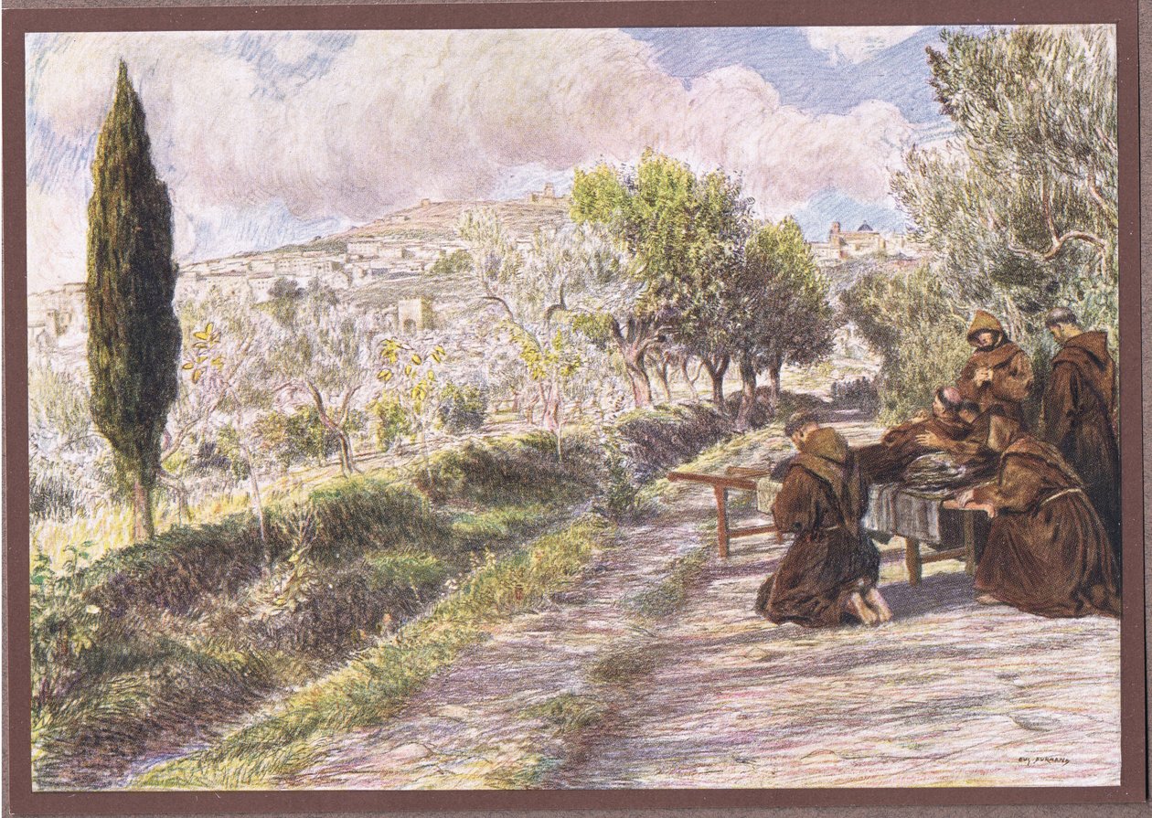 St Francis velsigner byen Assissi, 1919 av Eugene Burnand