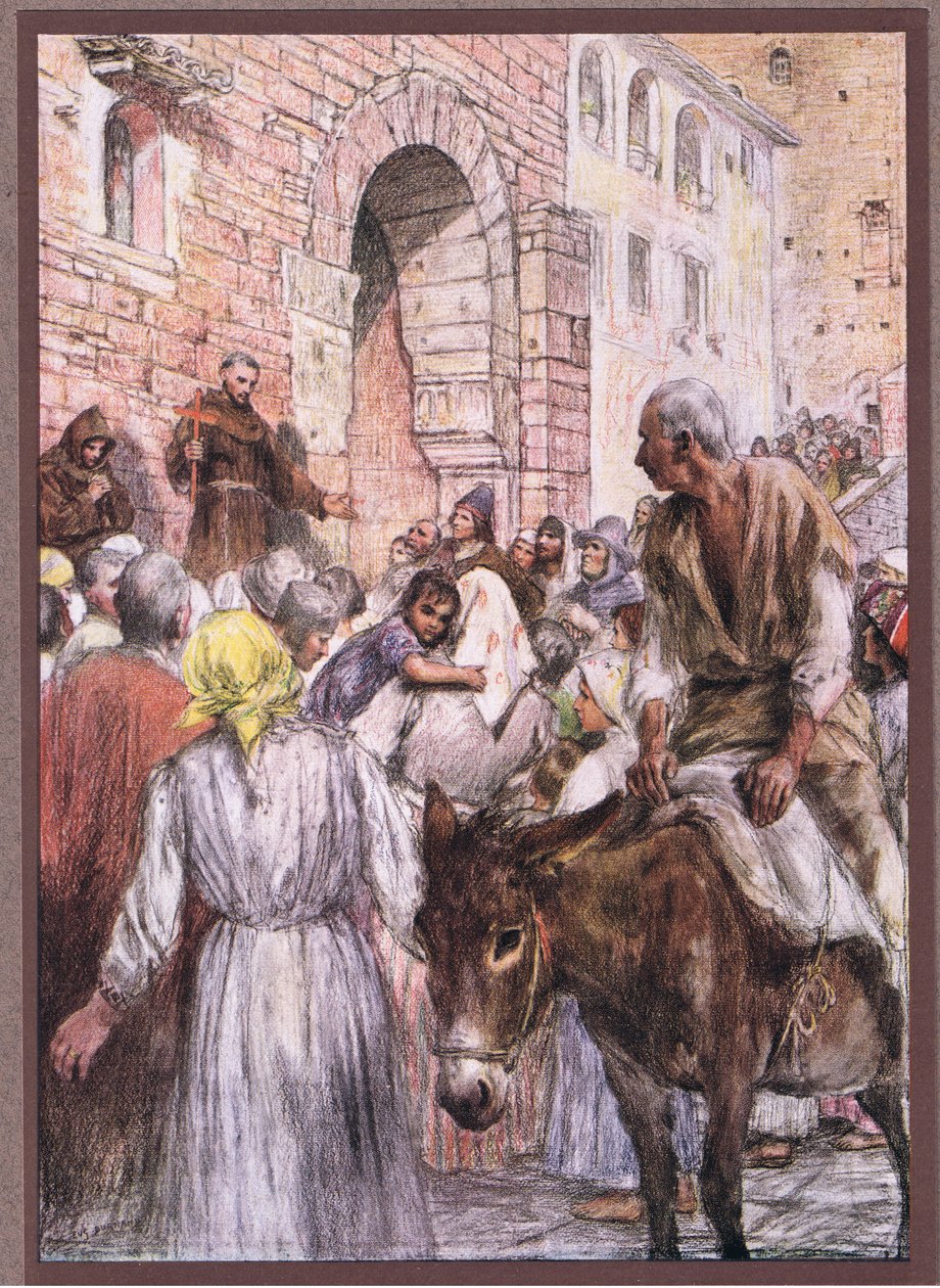 St Francis forkynner i Bologna, 1919 av Eugene Burnand