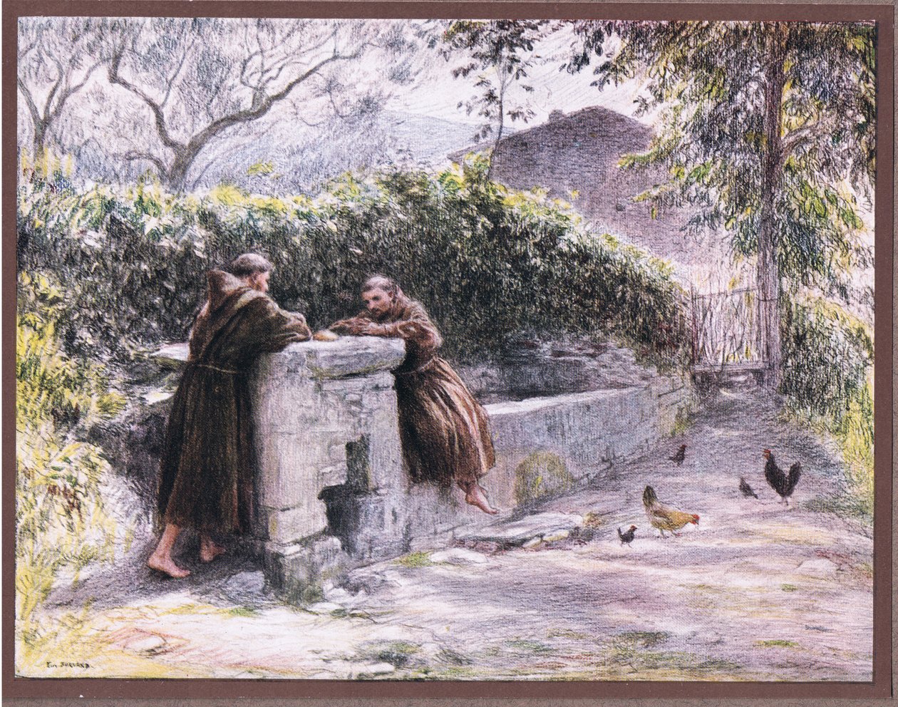 Reast av St Francis og Friar Masseo ved fontenen. St Francis berømmer fattigdom, 1919 av Eugene Burnand