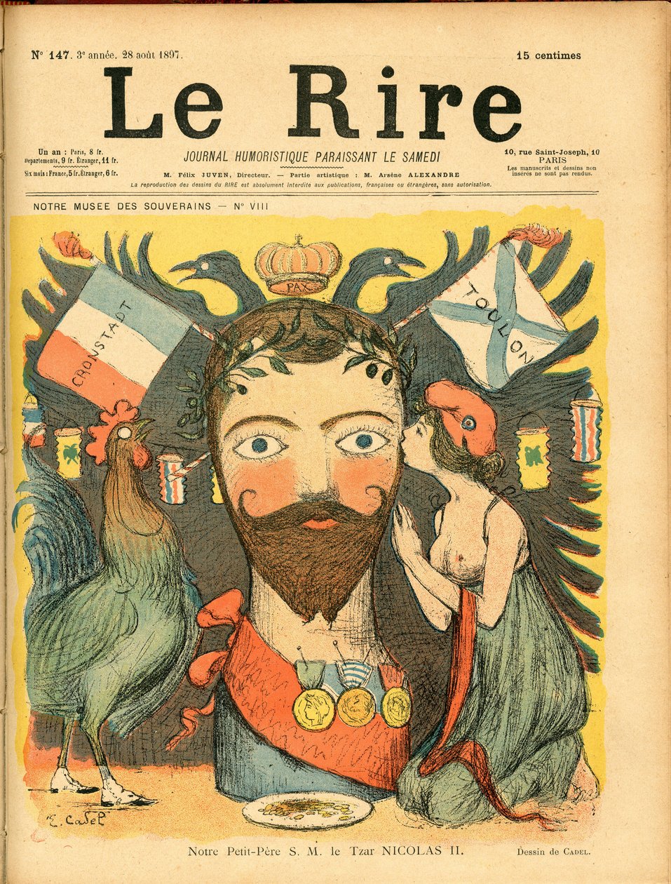 Omslag av ""Le Lire"", satirisk i farger av Eugene Cadel