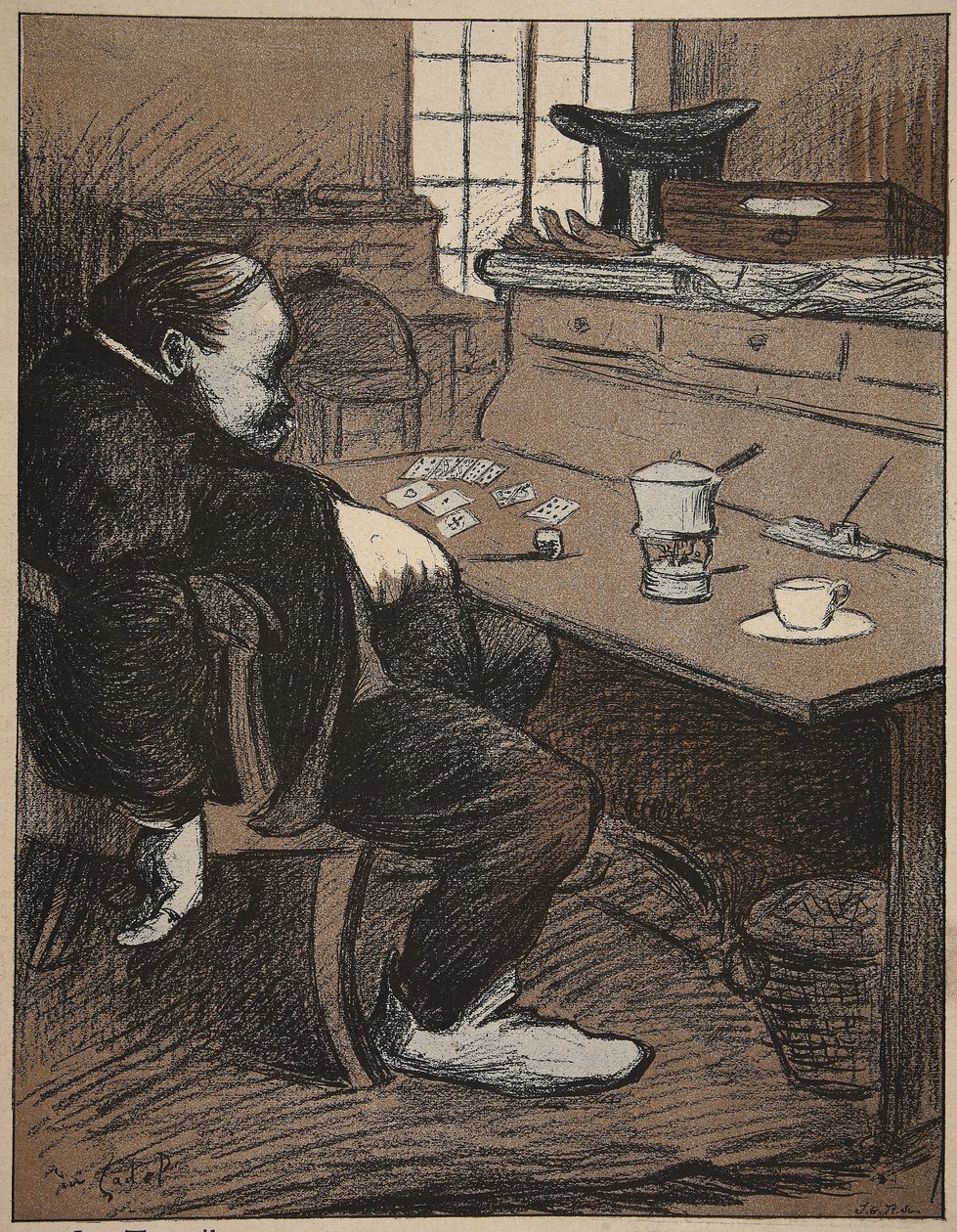 Hardt på jobb, en pause fra kort og kaffe!, illustrasjon fra 