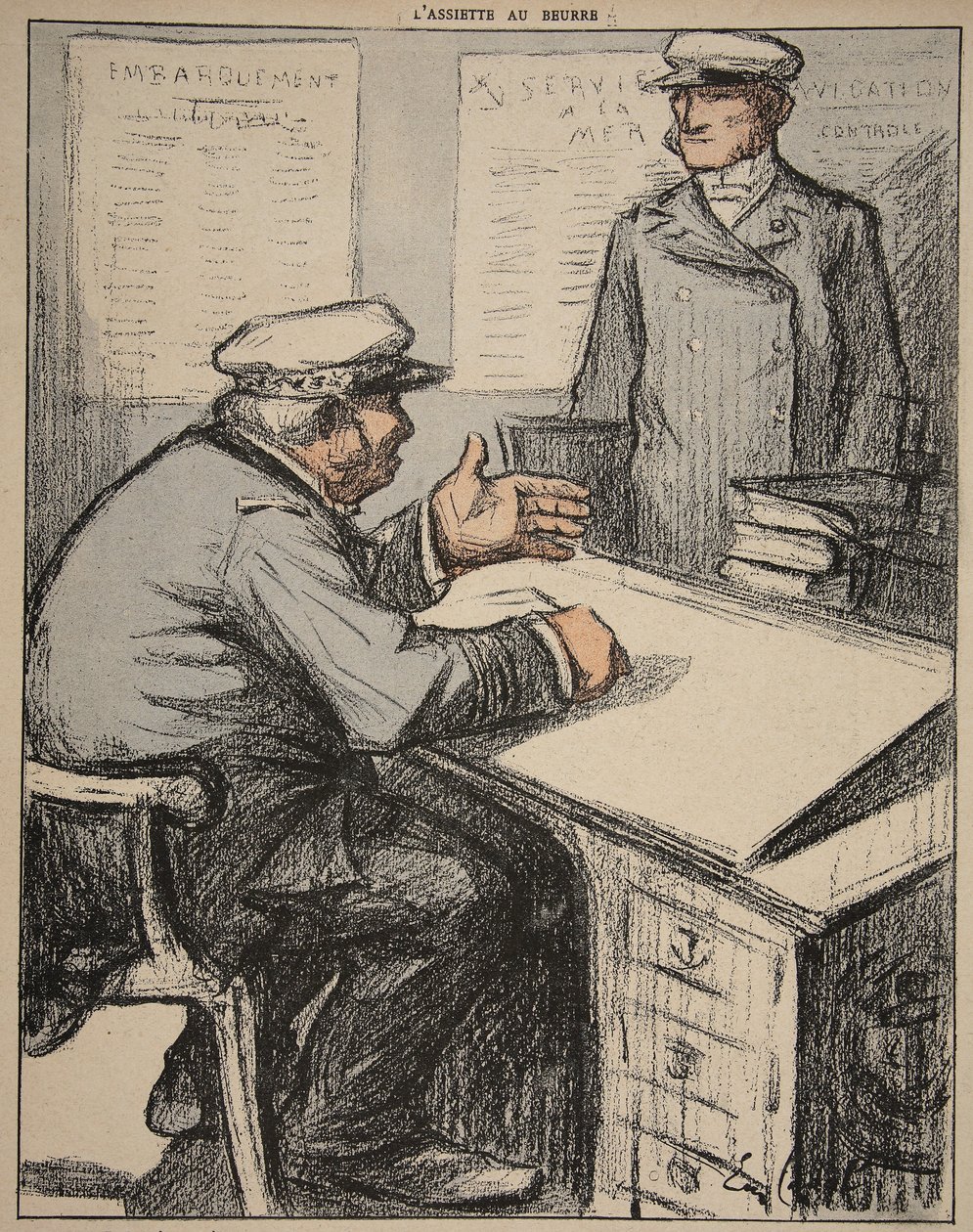 To maritime herrer på kontorene deres, illustrasjon fra 