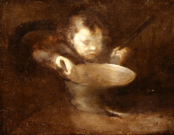 Barn ved kasserollen (olje på lerret) av Eugène Carrière
