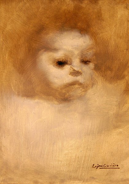 Head of a Child, Study for La Grande Soeur (olje på lerret) av Eugène Carrière