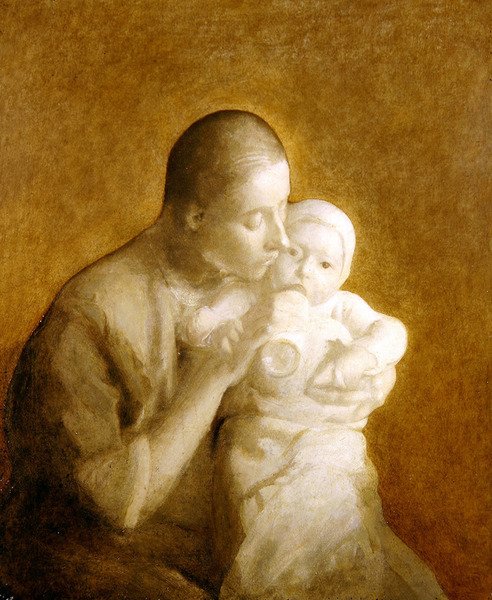 Mor og barn (olje på lerret) av Eugène Carrière