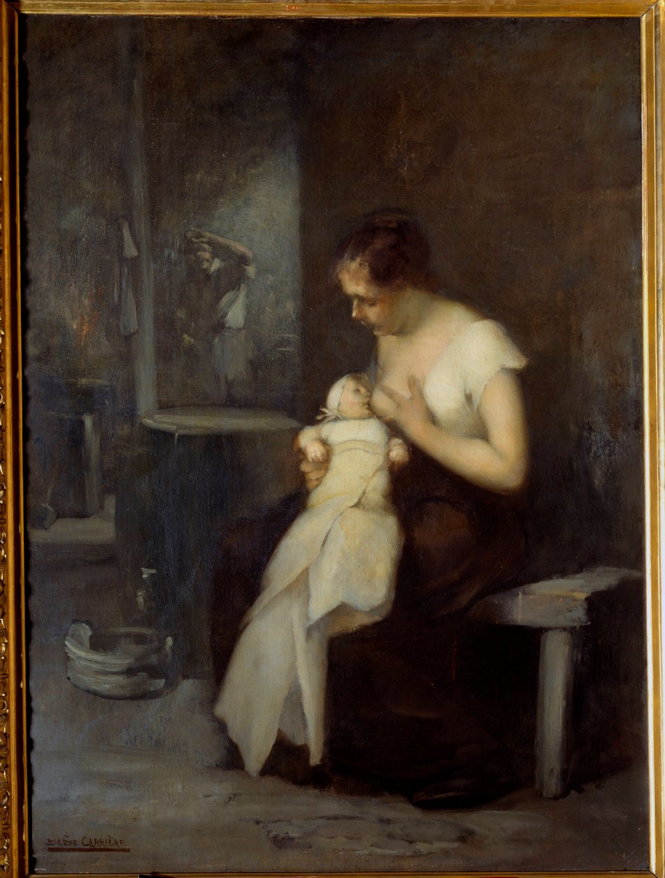 Sykepleie kvinnemaleri av Eugene Carriere (1849-1906) 1879 Søn. 0,81x0,59 m Rouen, Musee des Beaux Arts av Eugène Carrière