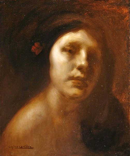 Portrett av en ung dame (olje på lerret) av Eugène Carrière