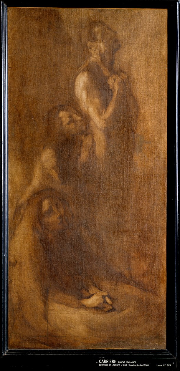 Minne om Lourdes Pelerins i bønn. Maleri av Eugene Carriere (1849-1906) 1896 Søn. 0,73x0,35 m Paris, musee d'Orsay av Eugène Carrière