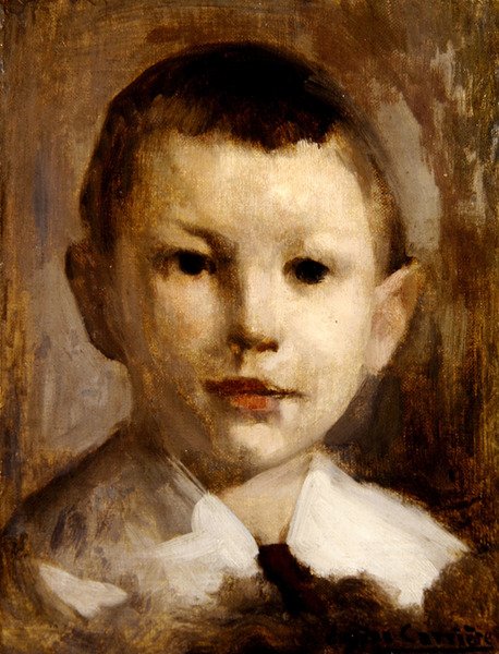 Studie for Portrait of Marcel Lacarriere (olje på lerret) av Eugène Carrière