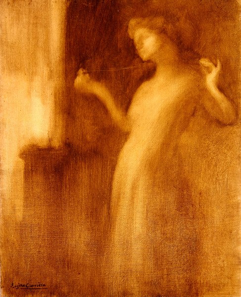 The Spinster, eller The Broken Necklace (olje på lerret) av Eugène Carrière