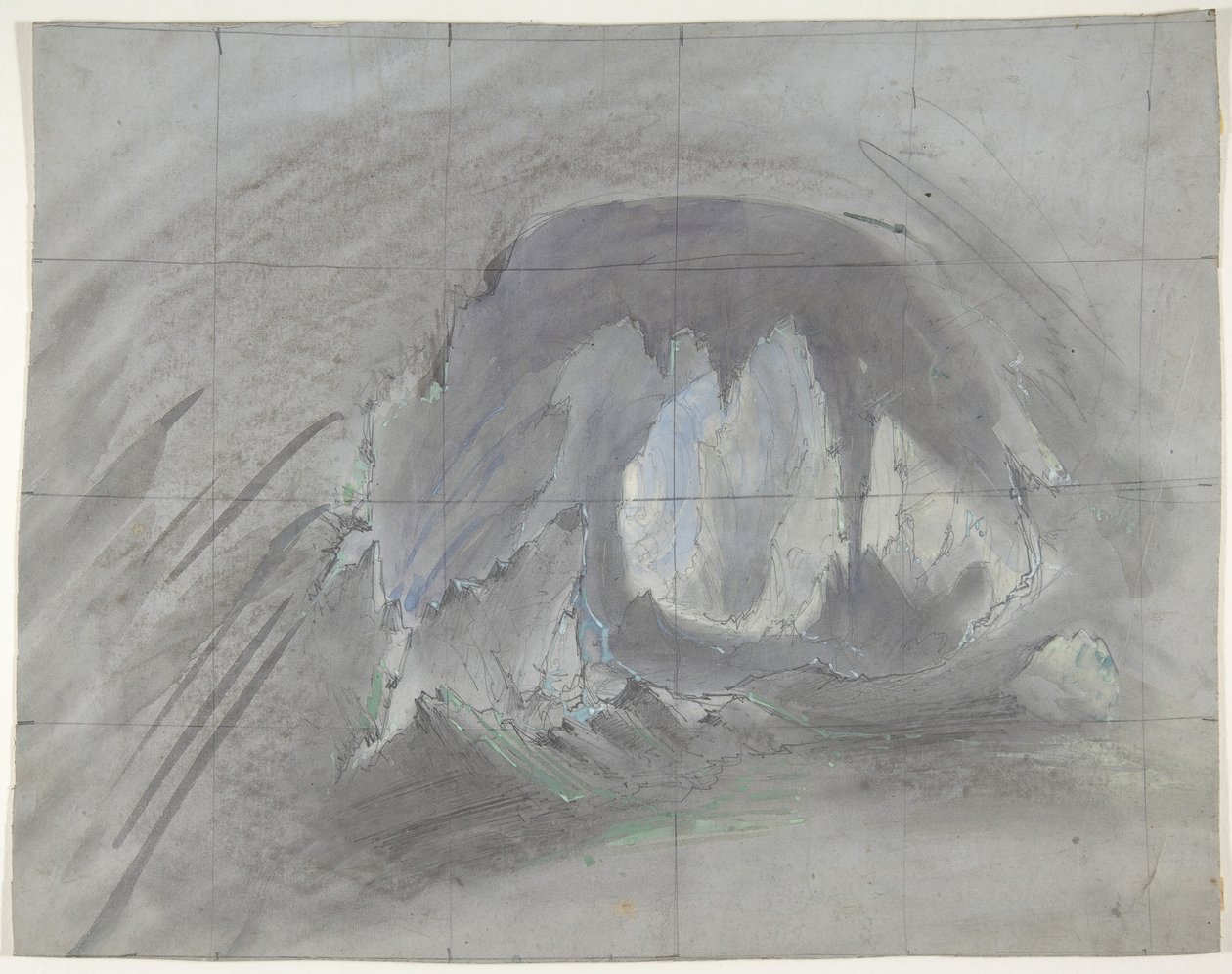 Design for et scenesett på Opéra, Paris, 1828-90. av Eugene Ciceri
