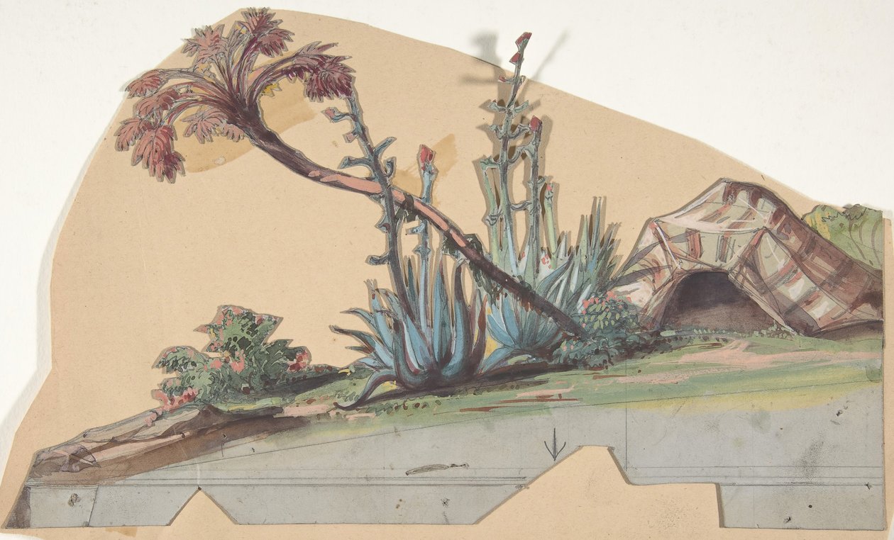 Design for et scenesett på Opéra, Paris, 1830-90. av Eugene Ciceri