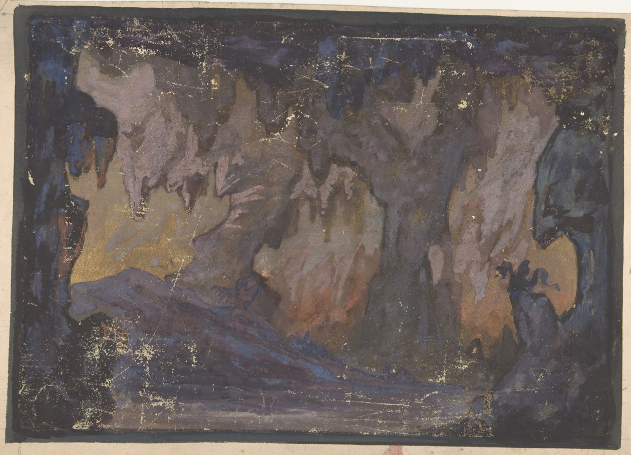 Design for et scenesett på Opéra, Paris, 1830-90. av Eugene Ciceri