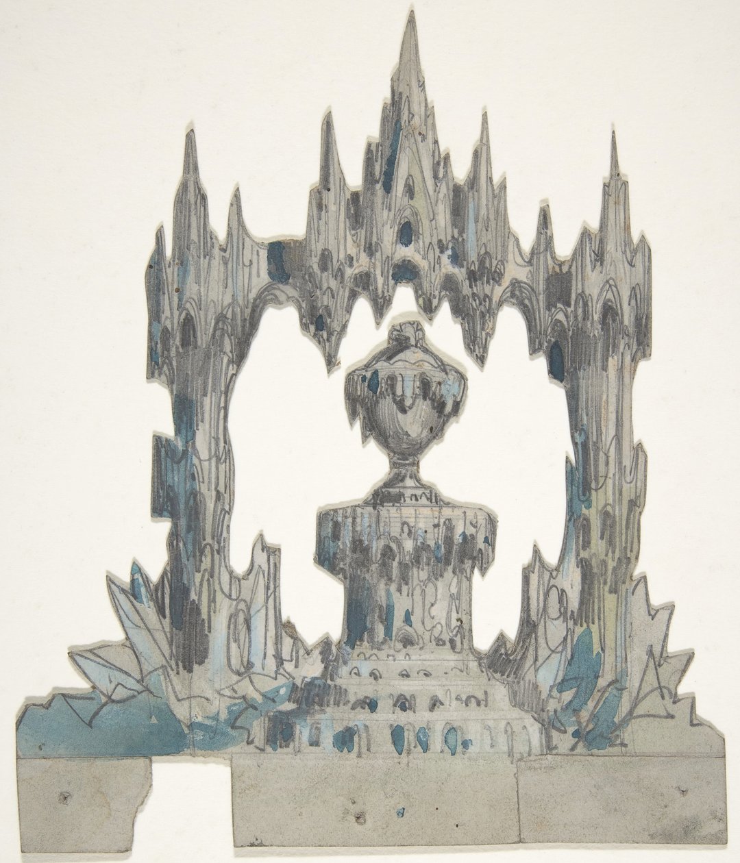 Design for et scenesett på Opéra, Paris, 1830-90. av Eugene Ciceri