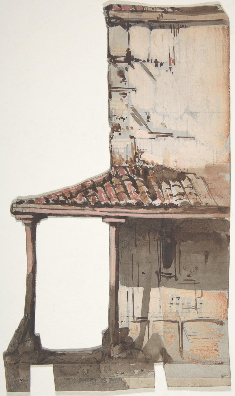 Design for et scenesett på Opéra, Paris, 1830-90. av Eugene Ciceri