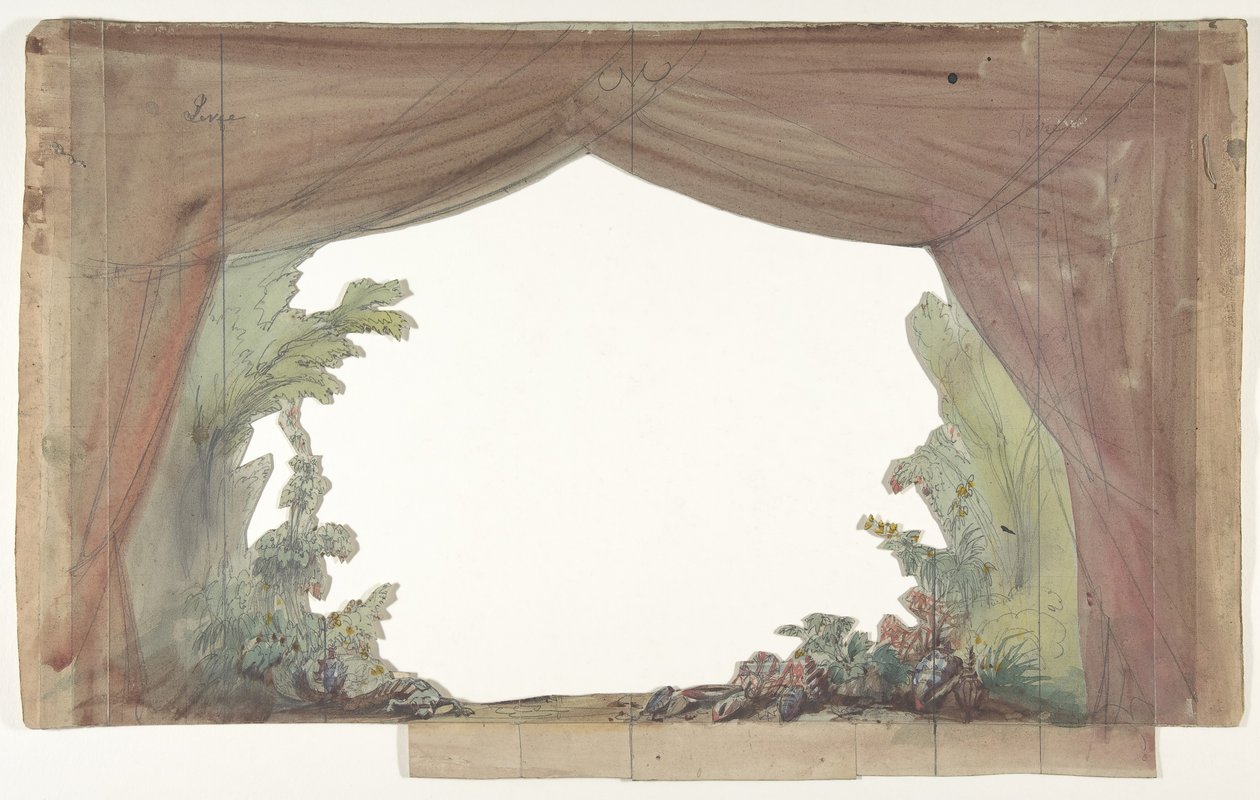 Design for et scenesett på Opéra, Paris, 1830-90. av Eugene Ciceri