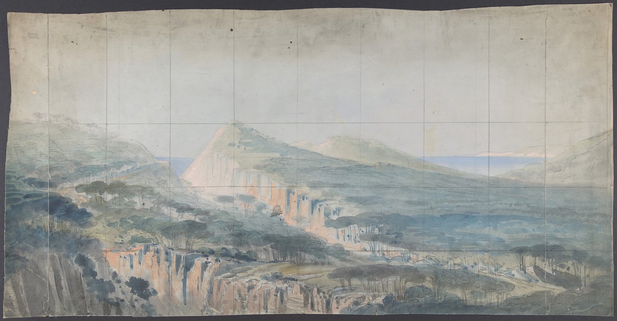 Design for et scenesett på Opéra, Paris, 1830-90. av Eugene Ciceri