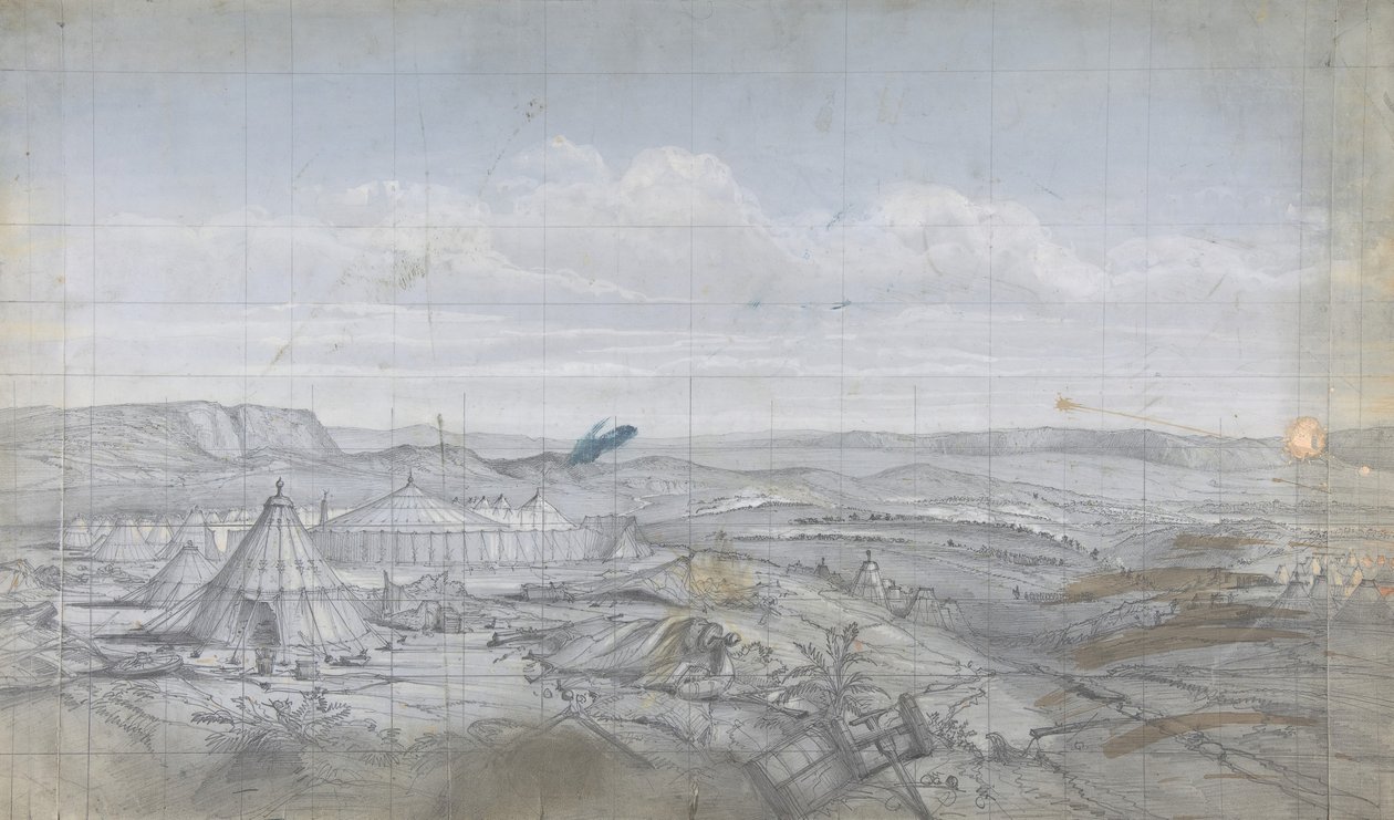 Design for et scenesett på Opéra, Paris, 1830-90. av Eugene Ciceri