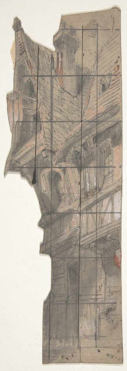 Design for et scenesett på Opéra, Paris, 1830-90. av Eugene Ciceri