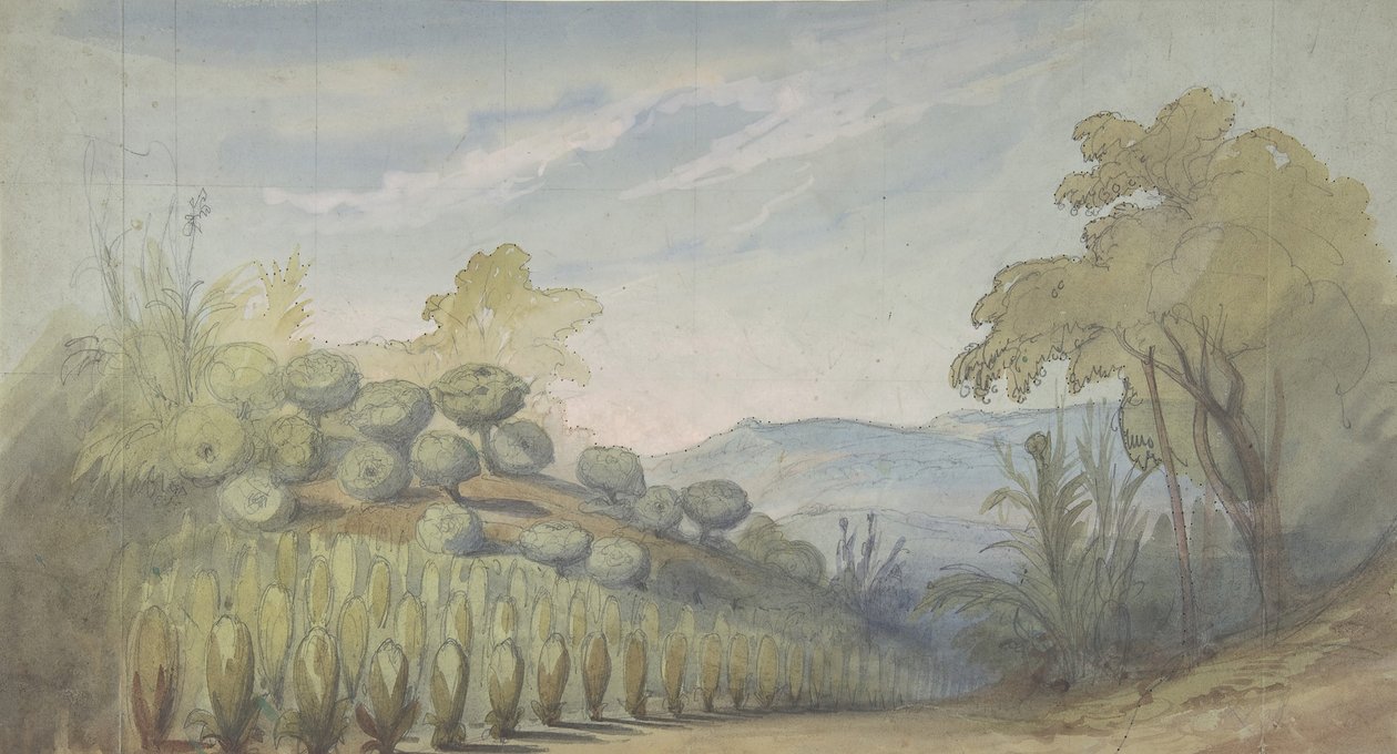 Design for et scenesett på Opéra, Paris, 1830-90. av Eugene Ciceri