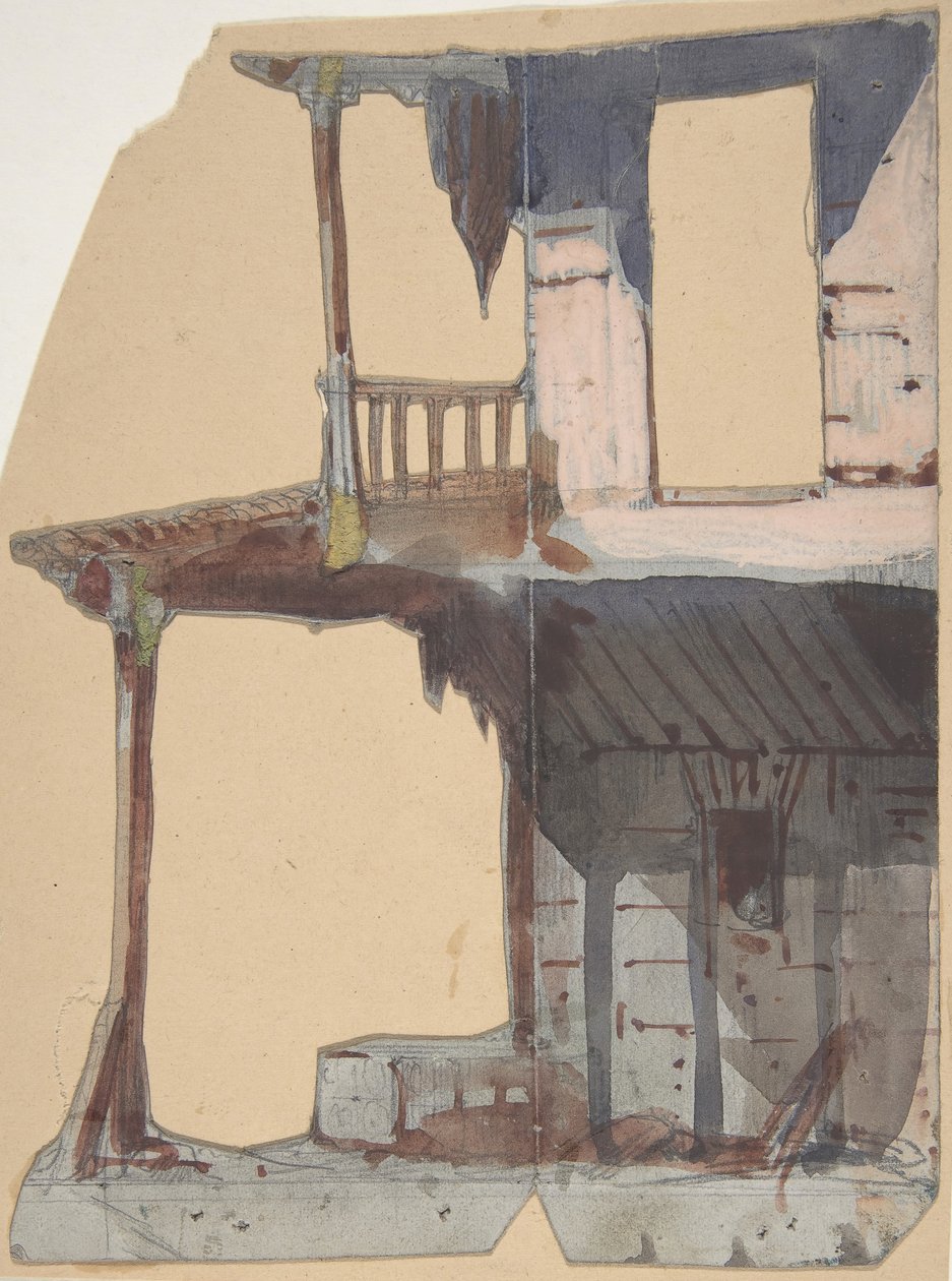 Design for et scenesett på Opéra, Paris, 1830-90. av Eugene Ciceri