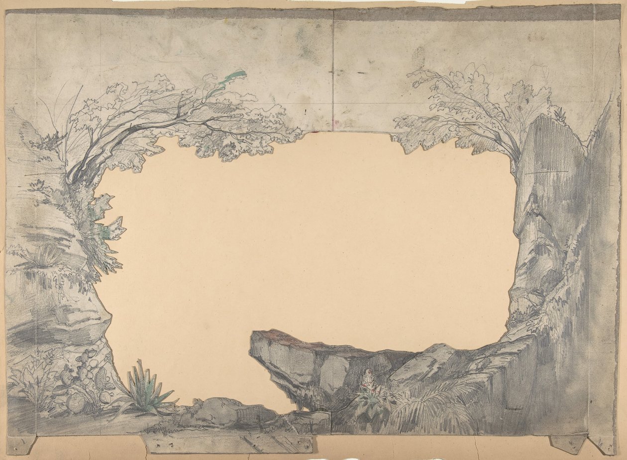 Design for et scenesett på Opéra, Paris, 1830-90. av Eugene Ciceri