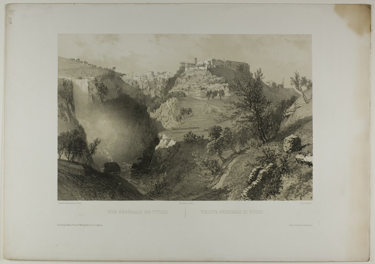 General View of Tivoli, plate sytten fra Italie Monumentale et Pittoresque av Eugene Ciceri