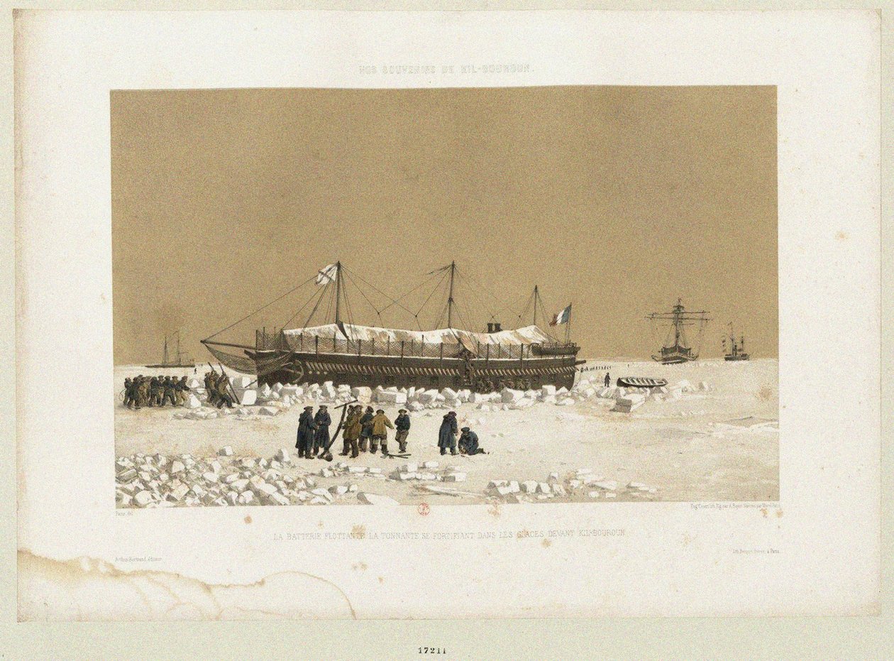 Det flytende batteriet Tonnante in the Ice nær Kinburn, 1856 av Eugene Ciceri