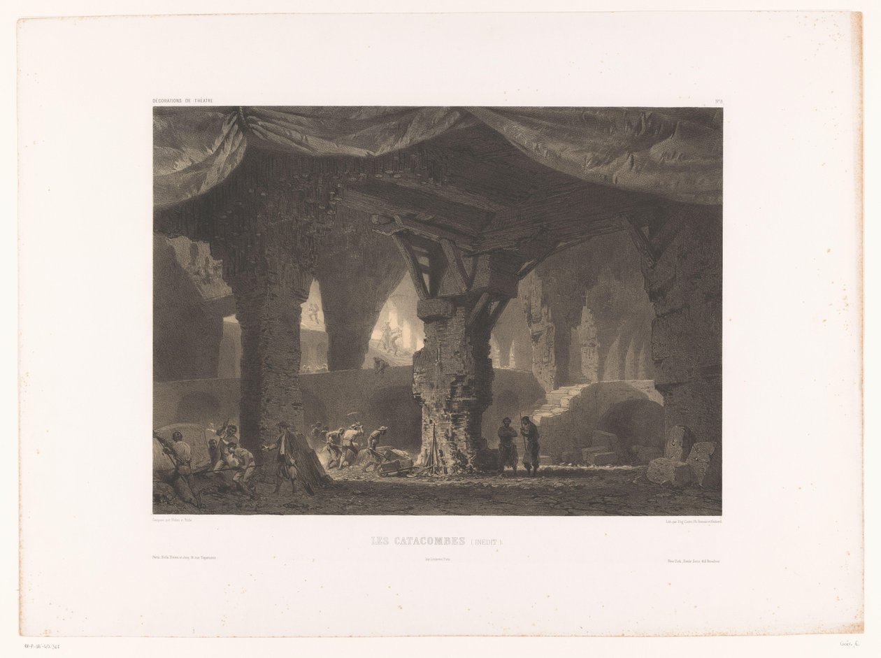 Teaterdekor med katakomben Les katakomber (redigert) (tittel på objekt) Teaterdekorer (serietittel) Décorations de théâtre (serietittel på objekt) av Eugene Ciceri
