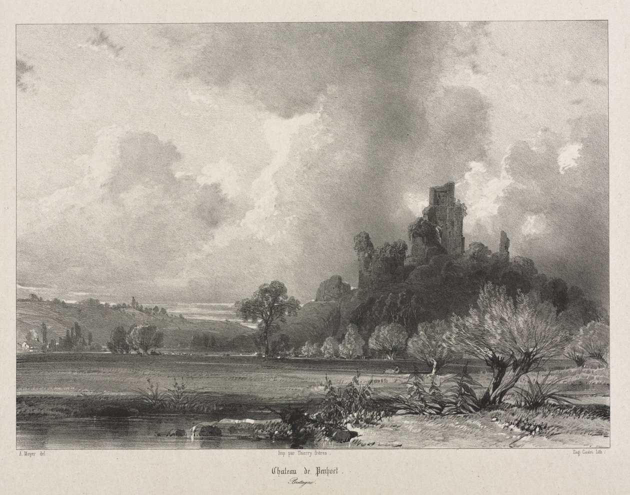 Pittoreske og romantiske reiser i det gamle Frankrike. Bretagne: Chateau de Penhoet av Eugene Ciceri