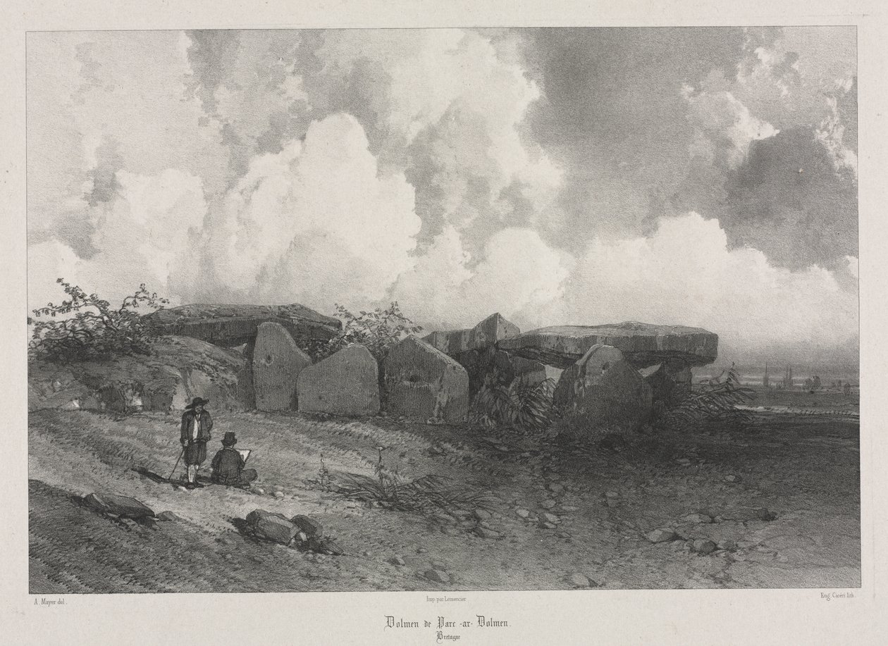 Pittoreske og romantiske reiser i det gamle Frankrike: Bretagne: Dolmen of Parc-ar-Colmen av Eugene Ciceri