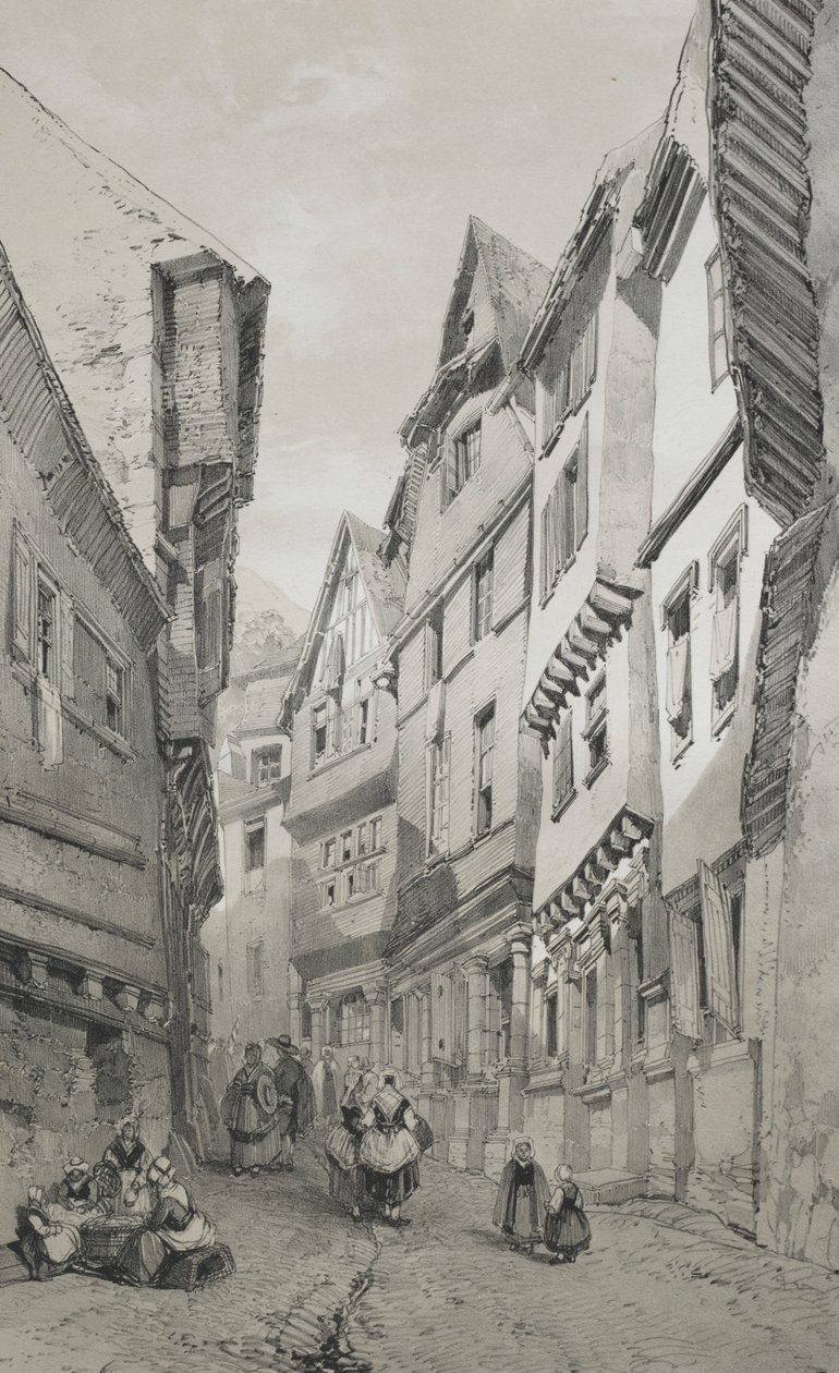 Pittoreske og romantiske reiser i det gamle Frankrike. Bretagne: Morlaix. av Eugene Ciceri