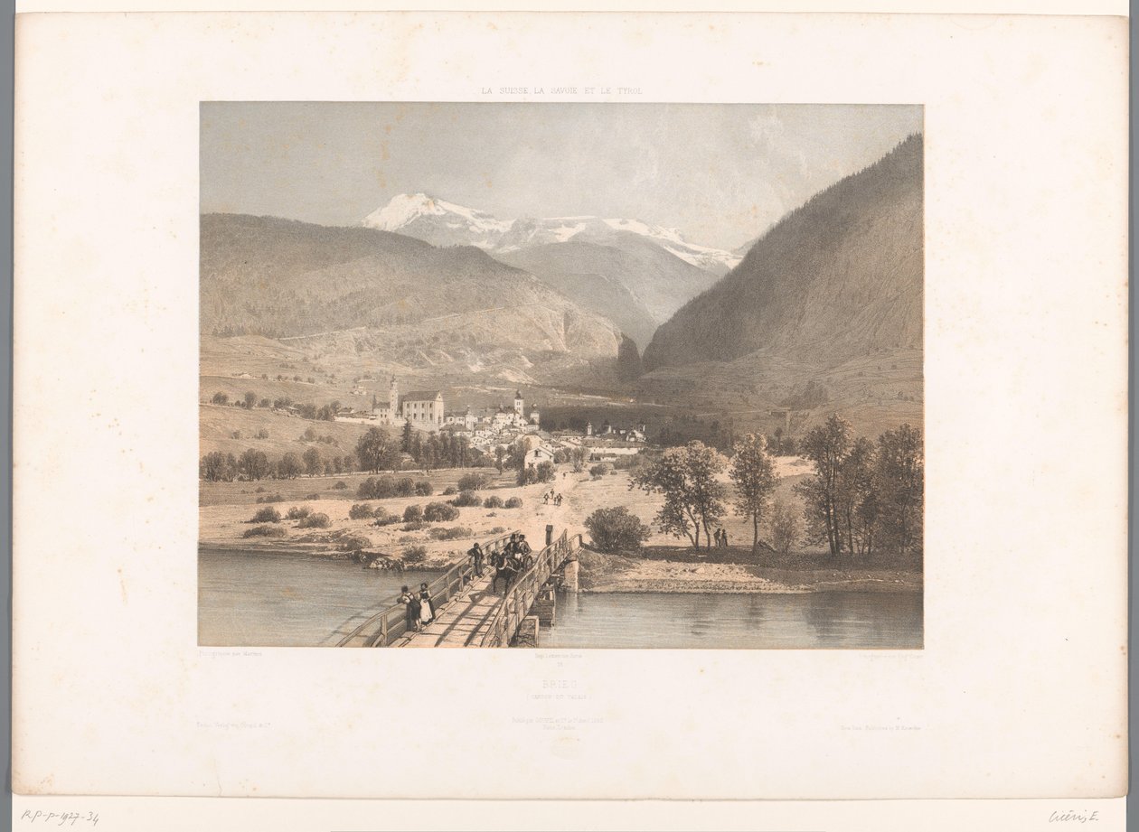 Utsikt over broen på Rhône brev Severdigheter i Sveits, Savoy og Tyrol La Suisse, la Savoie et le Tyrol av Eugene Ciceri